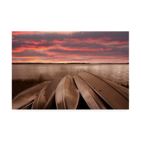 Monte Nagler 'Five Boats At Sunset Interlochen Michigan Color' Canvas Art,12x19